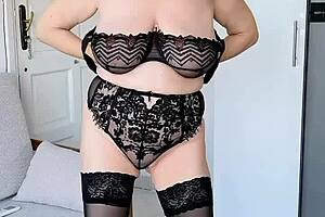 Gilf Huge Tits Sexy Black Lingerie Tease Jerk Instructions!