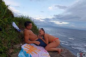 tricked hot blonde into anal at the beach