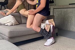 wanna see hardcore sofa fuck with skinny horny sister-in-law bent over doggystyle licking pussy?