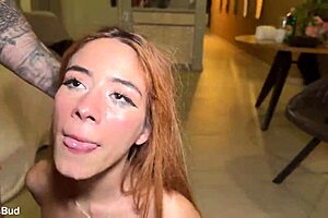 that skinny redhead craves rough pounding her tight pussy gagging on monster cock desperately