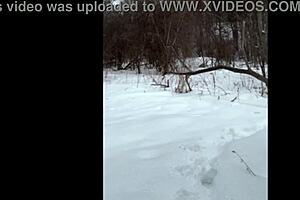 snow whore flashes pussy outdoors public exhibitionist tease part 2 continues
