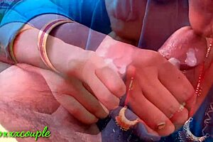 Indian Milf Swallows Cum After Close-Up Blowjob on Ranch
