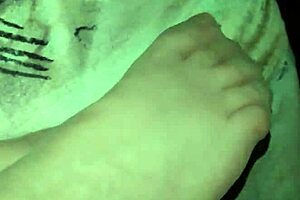 german chubby feet tease in sheer pantyhose close-up