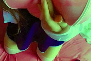 horny student teases tongue and masturbates messy in skirt