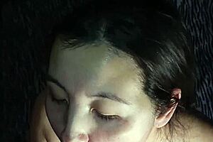 brunette asian pov blowjob cumshot facial before bedtime fuck