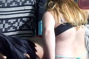 webcam fun turns into DOGGY with fati's blonde GIRLFRIEND flashing us