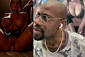 Creampied Slut's Bald Pussy Leaks Cum After Interracial Lesbian Fingering!