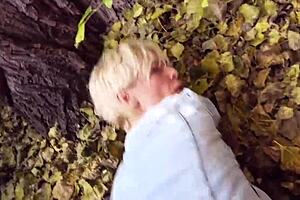 risky outdoor public doggystyle with hot german blonde milf wife 😈🌳💦