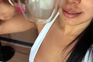 Join my morning aerobics in this naughty swimsuit flashing my big pussy cameltoe poolside?