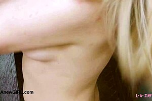 gorgeous blonde milf strips in steamy shower tease