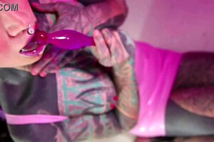 Tattoo goth teen fists gaping asshole solo dildo