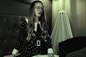 halloween wednesday rides cock moaning amazingly in costume glasses