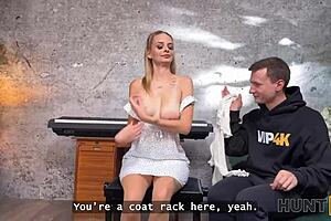 Whoa, blonde babe's huge natural tits cuck her boyfriend hard!