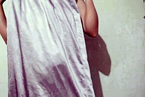 smooth indonesian babe tries satin skirt flashing panty ass