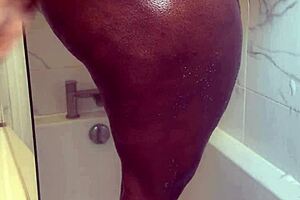 peeking on kya's huge tits ass ebony curves showering chubby wet