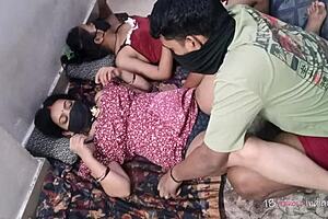 indian wife and her 18yo step sister share husband's cock in hot threesome creampie action