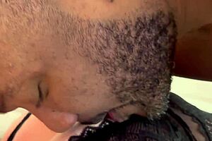 hotwife teen sits on bbc monster cock in front of cuckold corno