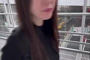 Hiyori's I-cup tits bounce as she begs boyfriend for pregnancy creampie pounding