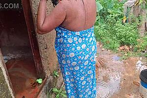 hottest desi step sis bathing outside with big natural tits