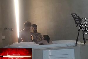 motel hydro threesome pt2 blondes brunette spank cuckold in bath 😈👯‍♀️