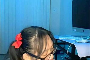 Nerdy Asian Handjob Blowjob Leads to Huge Facial Cumshot