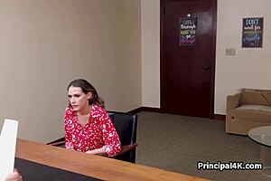 Big tit milf milks head teachers fat cock at work