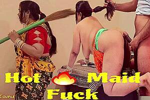 boss grabs the maid and cums on her ass
