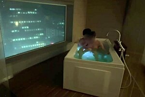 Personal santa girl gets kissed in hotel bath