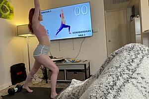 Caught jerking off while my step sister does yoga