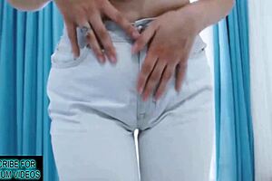 Classmate's jeans rip open while riding me hard in wild amateur action. What a shocking view of that big ass!