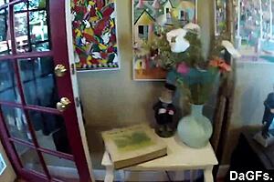 Teen With Pigtails And Tattoo Blows Him Passionately At Her Parents' House