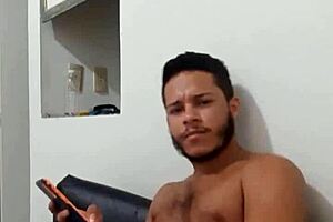 Watch this hot novinho stroke his big cock and cum hard! Want to see more?