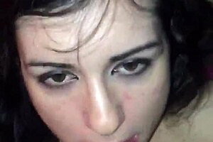 Homemade POV of Brunette Sucking Cock Deeply