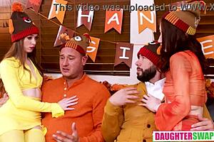 Wow, Ava Davis and Myra Moans save Thanksgiving with wild pounding!