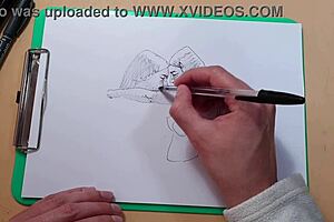 two beautiful sexy girls in a quick sketch with a ballpoint pen