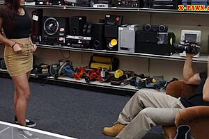 big boobs coed gets slammed by pawn keeper in hidden cam reality blowjob session