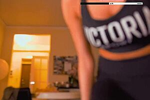 Home CCTV video of a big boobed cosplayer in panties