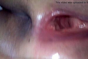 Asian Girl's Beautiful Red Pussy Gets Cumshot Close-Up.