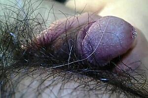 drippy wet cock from close-up masturbation with ripped clothes