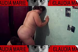 dominating this chubby babe against the closet, eating her out?